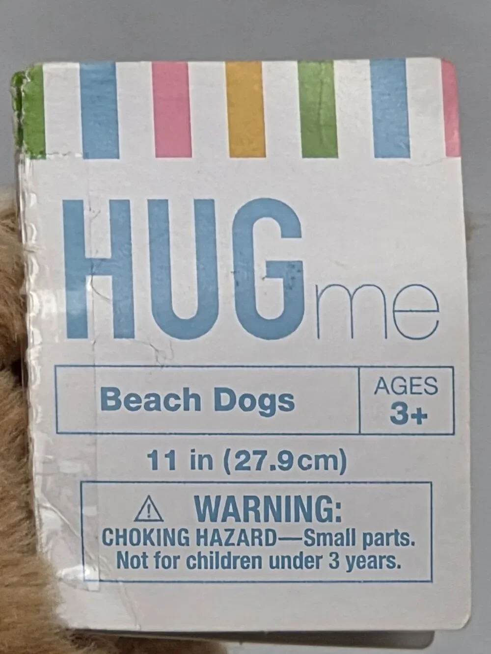 Plush Tan & White Hug Me Beach Dog Plush 11” With Tutu And Flower Collar
